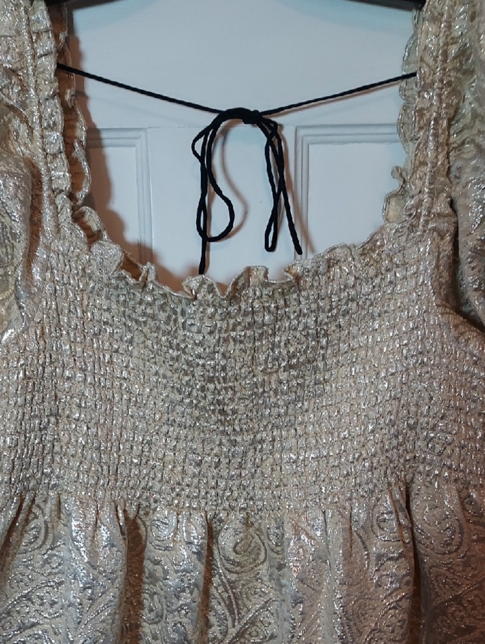 Hill House Home Athena Nap Dress in Gold Brocade Size Medium - Picture 9 of 16
